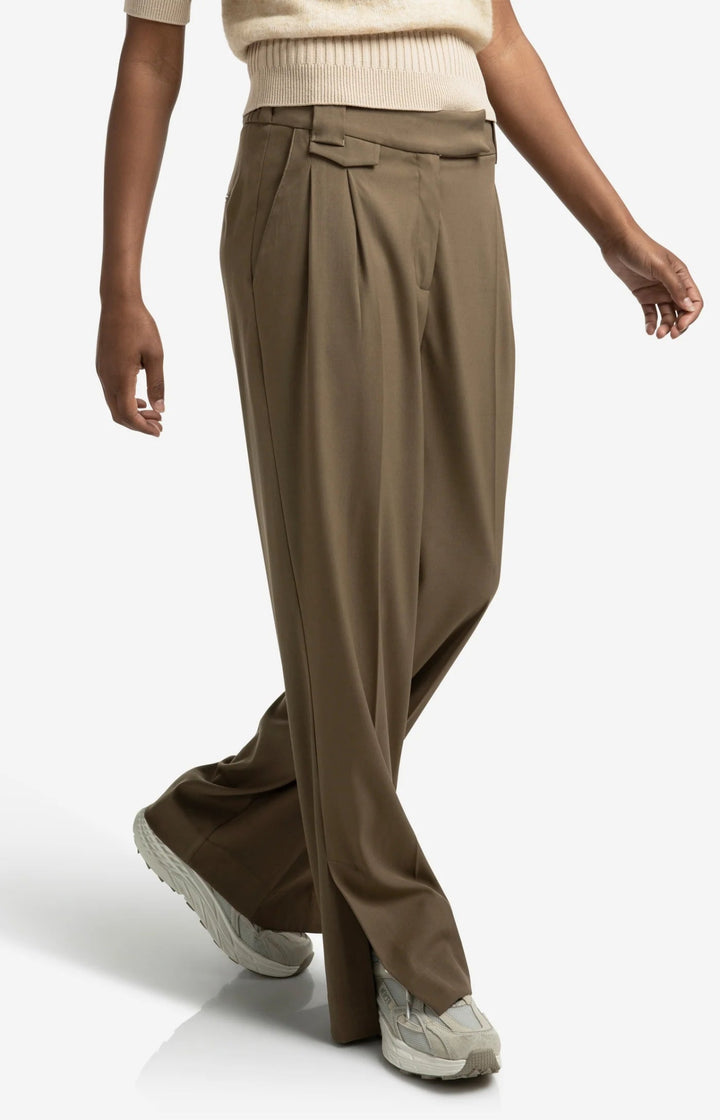 YAYA - Broek Woven Wide Leg Pocket Capers Brownish Green - Luxedy