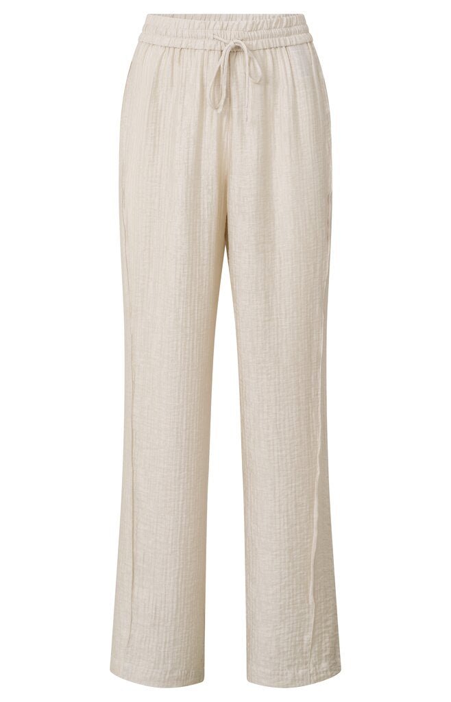 YAYA - Broek Woven Wide Leg Trousers Elastic Waist Moonstruck Grey Dessin - Luxedy