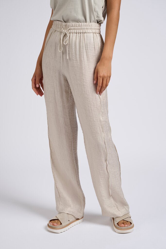 YAYA - Broek Woven Wide Leg Trousers Elastic Waist Moonstruck Grey Dessin - Luxedy