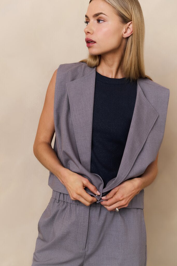 YAYA - Broek Woven Wide Leg Vintage Grey Melange - Luxedy