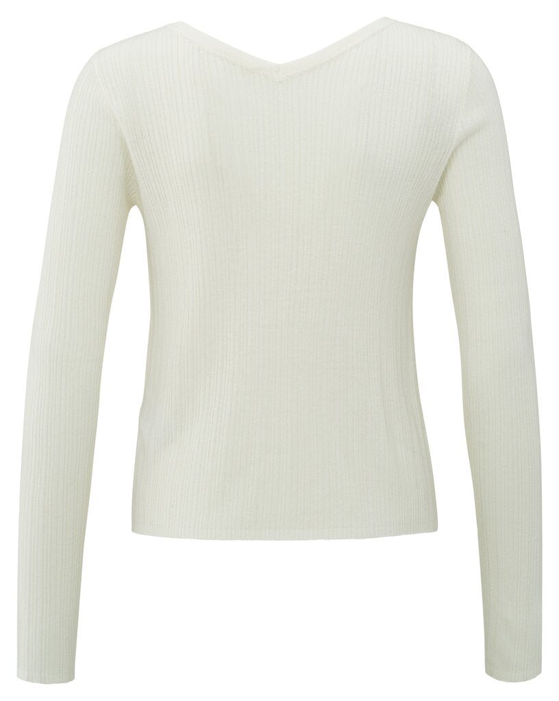 YAYA - Cardigan Fine Rib Knitted Wool White - Luxedy