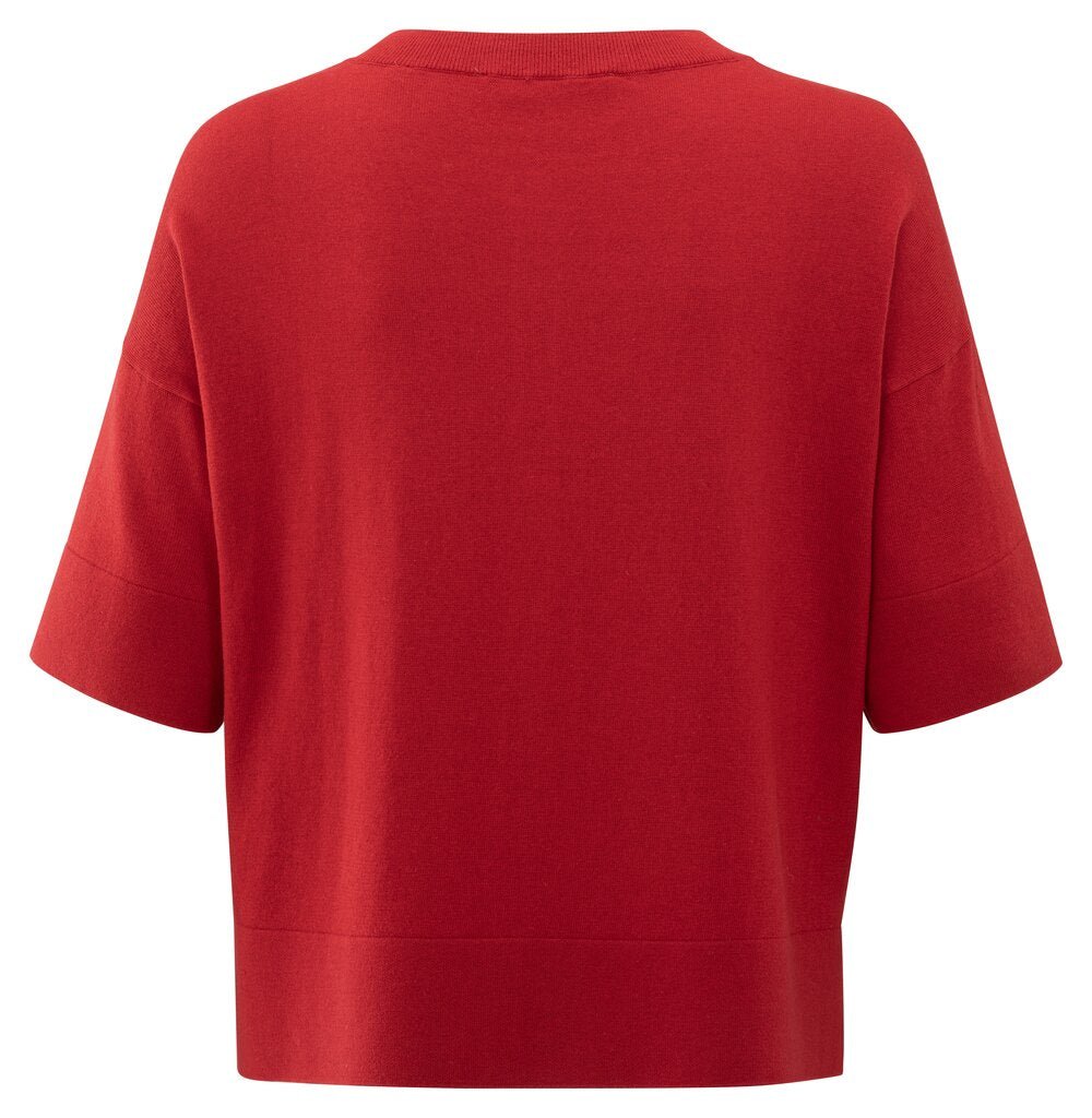 YAYA - Cardigan Oversized Fine Knitted Scarlet Sage Red - Luxedy