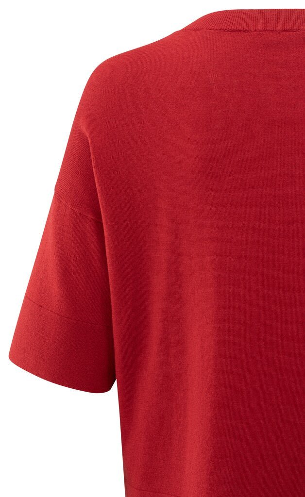 YAYA - Cardigan Oversized Fine Knitted Scarlet Sage Red - Luxedy