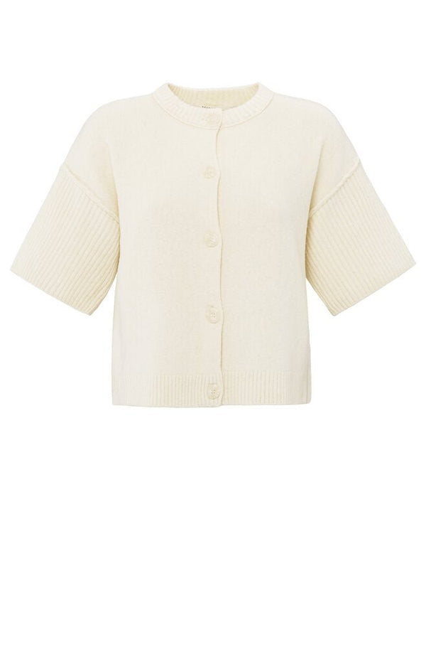 YAYA - Cardigan Wide Short Sleeve OffWhite Knit - Luxedy