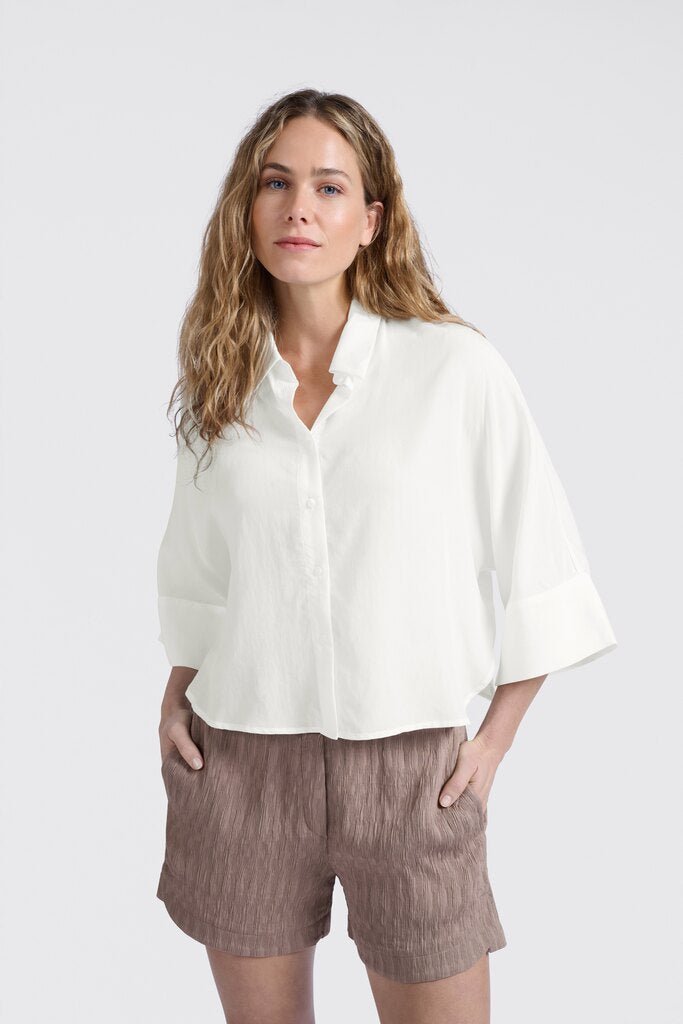 YAYA - Cropped Blouse Pure White - Luxedy