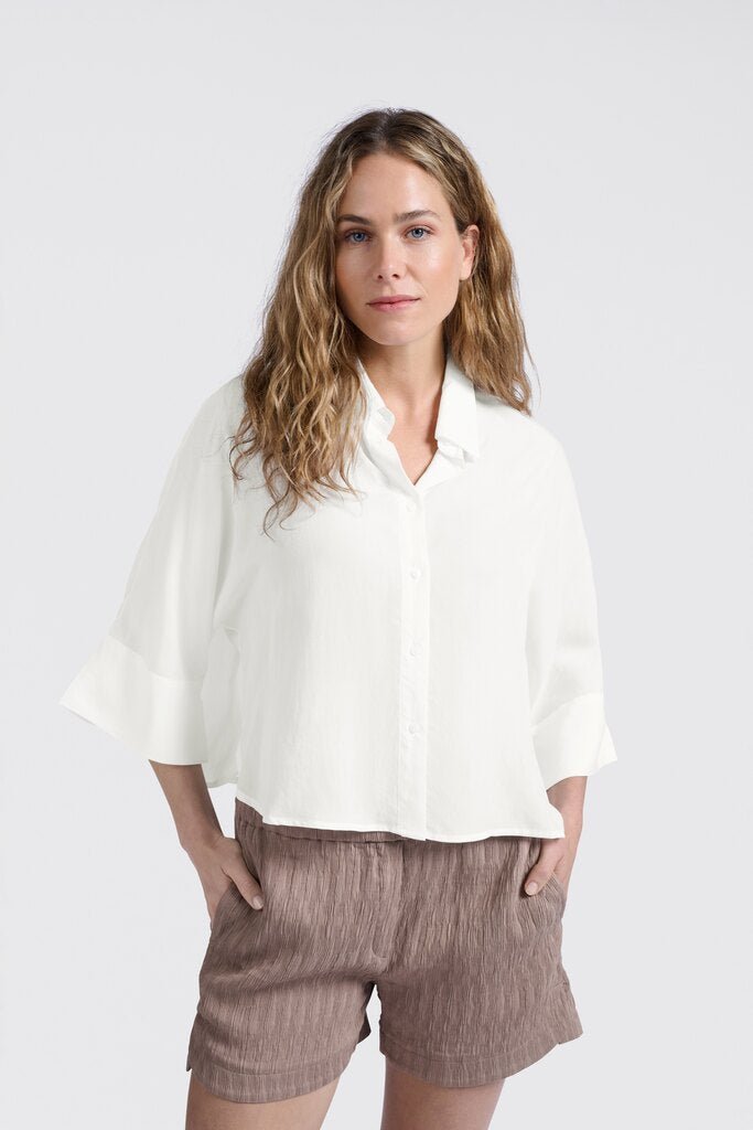 YAYA - Cropped Blouse Pure White - Luxedy