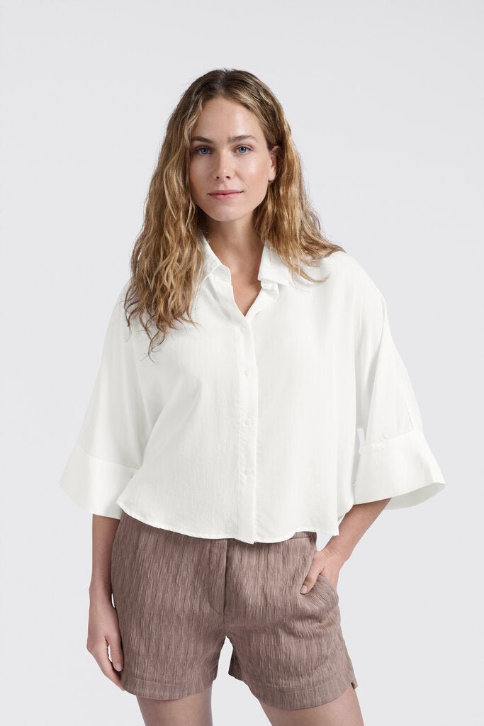 YAYA - Cropped Blouse Pure White - Luxedy
