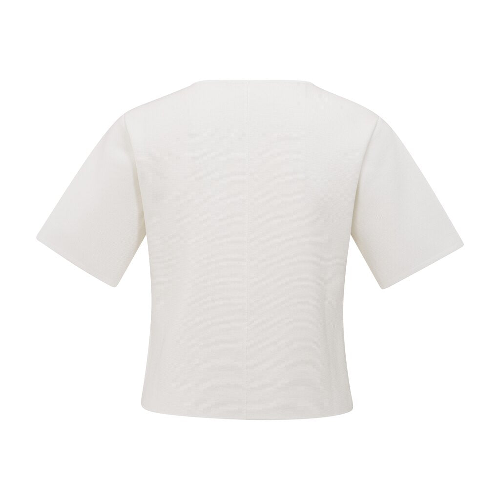 YAYA - Gilet Clean Knitted With Sleeves Pure White - Luxedy