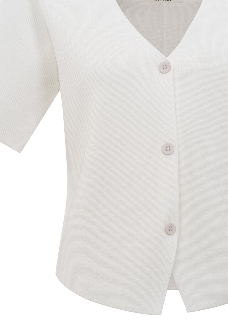 YAYA - Gilet Clean Knitted With Sleeves Pure White - Luxedy