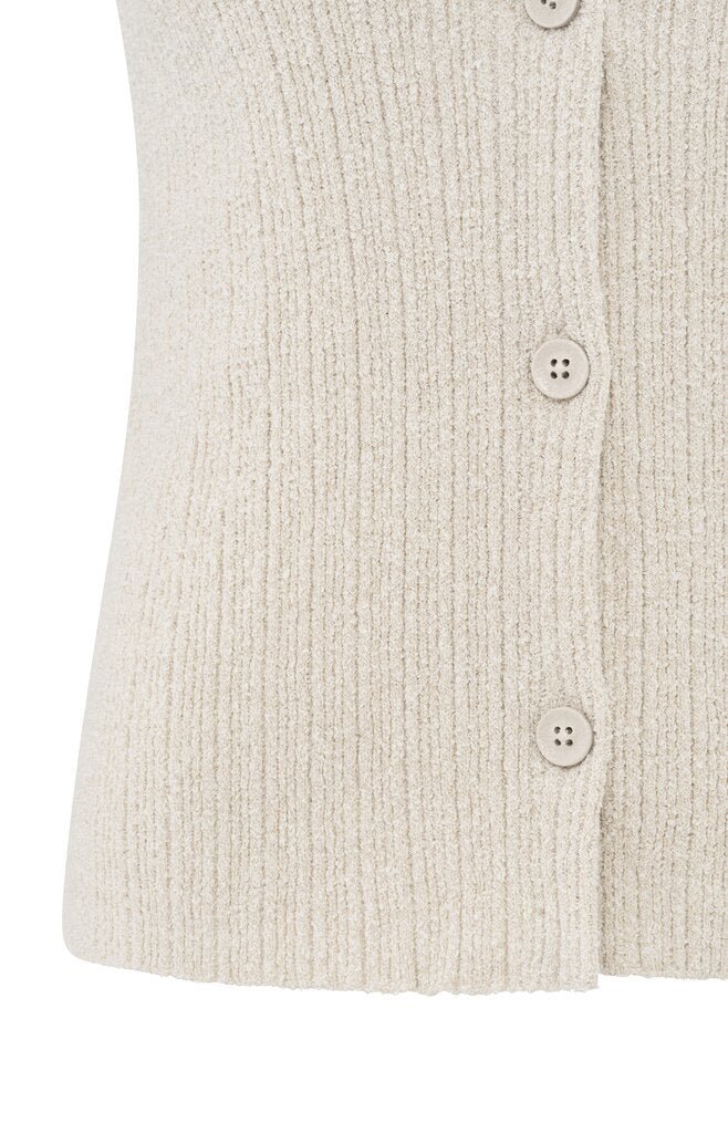 YAYA - Gilet Knitted Rib Stitch Nature Melange - Luxedy
