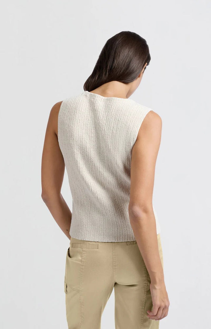 YAYA - Gilet Knitted Rib Stitch Nature Melange - Luxedy
