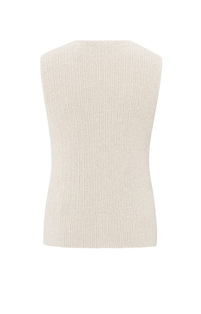 YAYA - Gilet Knitted Rib Stitch Nature Melange - Luxedy