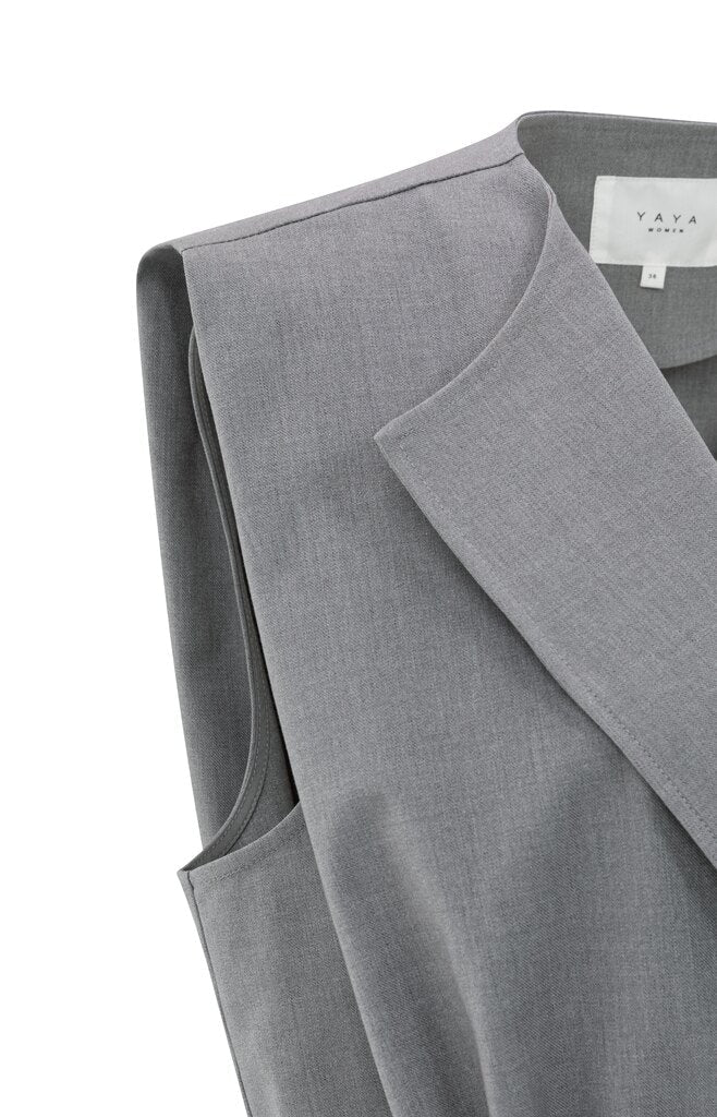 YAYA - Gilet Woven Vintage Grey Melange - Luxedy