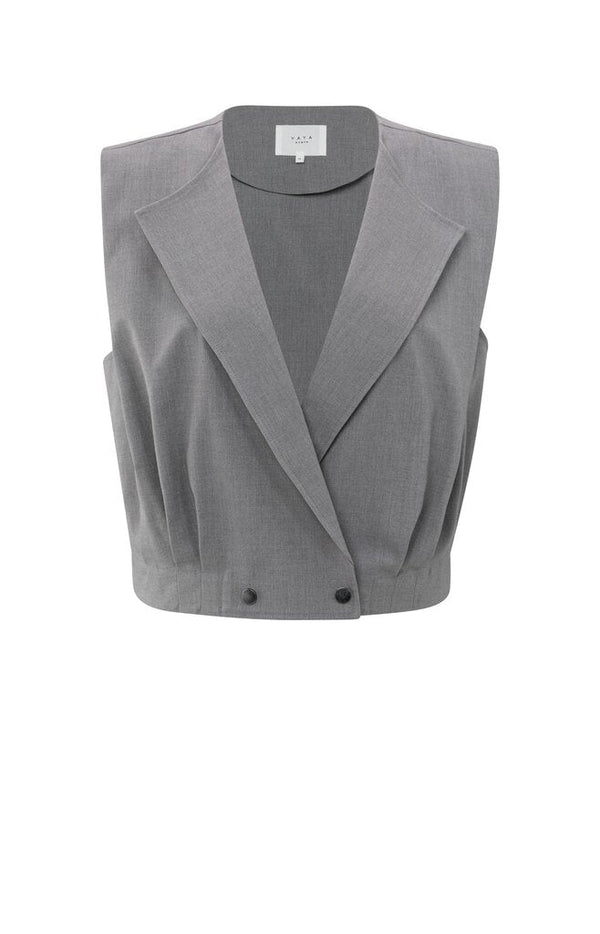 YAYA - Gilet Woven Vintage Grey Melange - Luxedy