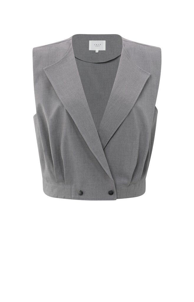 YAYA - Gilet Woven Vintage Grey Melange - Luxedy