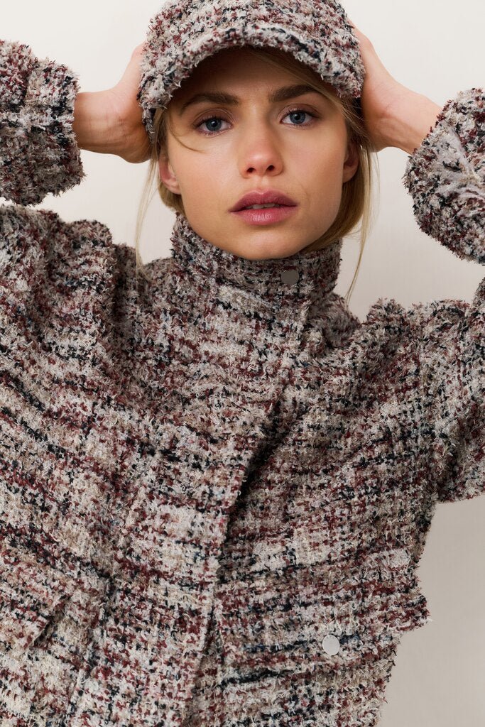 YAYA - Jas Bouclé Jacket Blush Pink Dessin - Luxedy