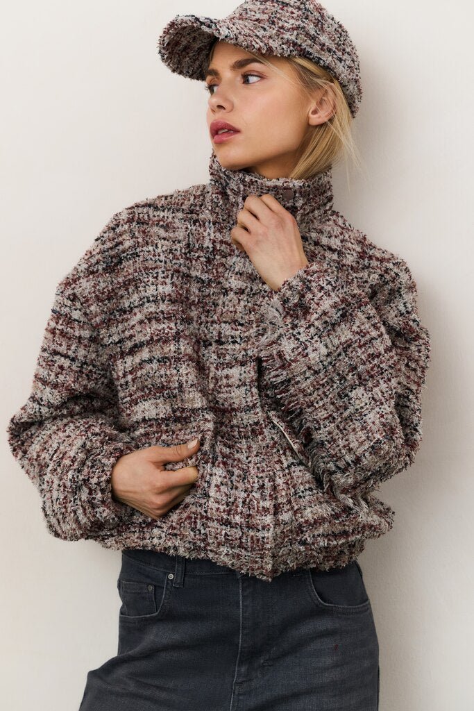 YAYA - Jas Bouclé Jacket Blush Pink Dessin - Luxedy