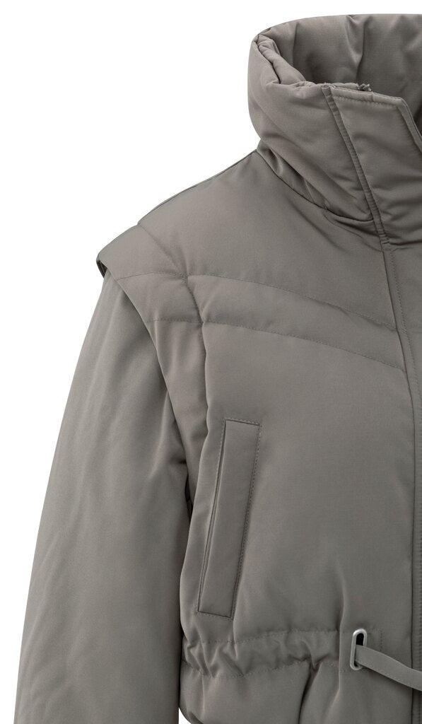 YAYA - Jas Cropped Jacket (zip - off sleeves) Taupe Grey - Luxedy