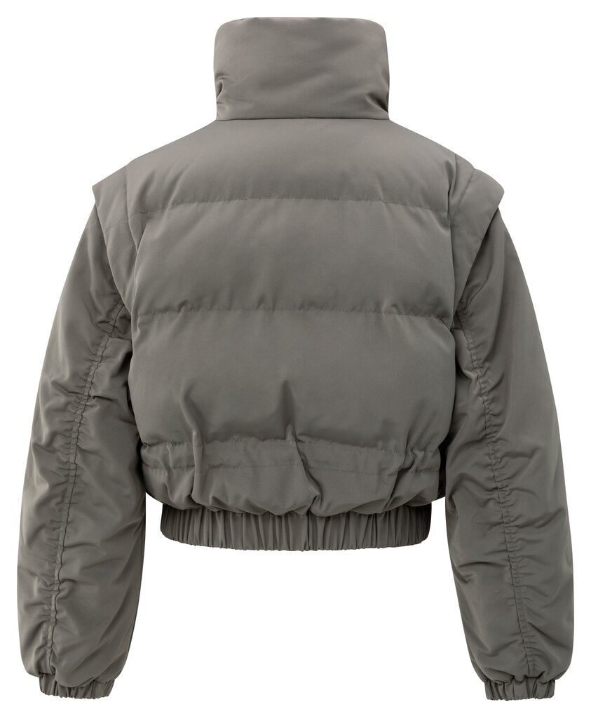 YAYA - Jas Cropped Jacket (zip - off sleeves) Taupe Grey - Luxedy