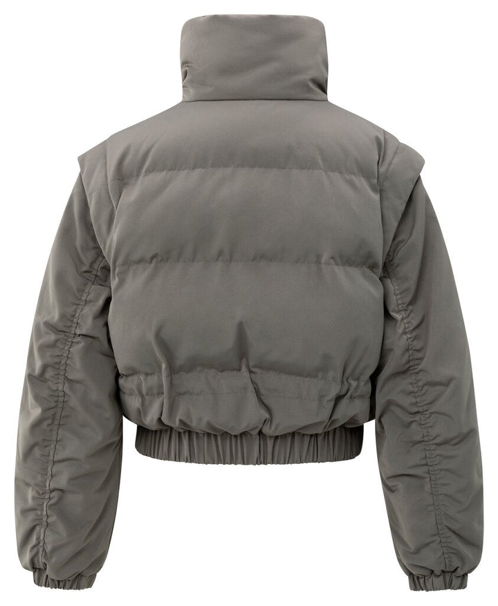 YAYA - Jas Cropped Jacket (zip - off sleeves) Taupe Grey - Luxedy