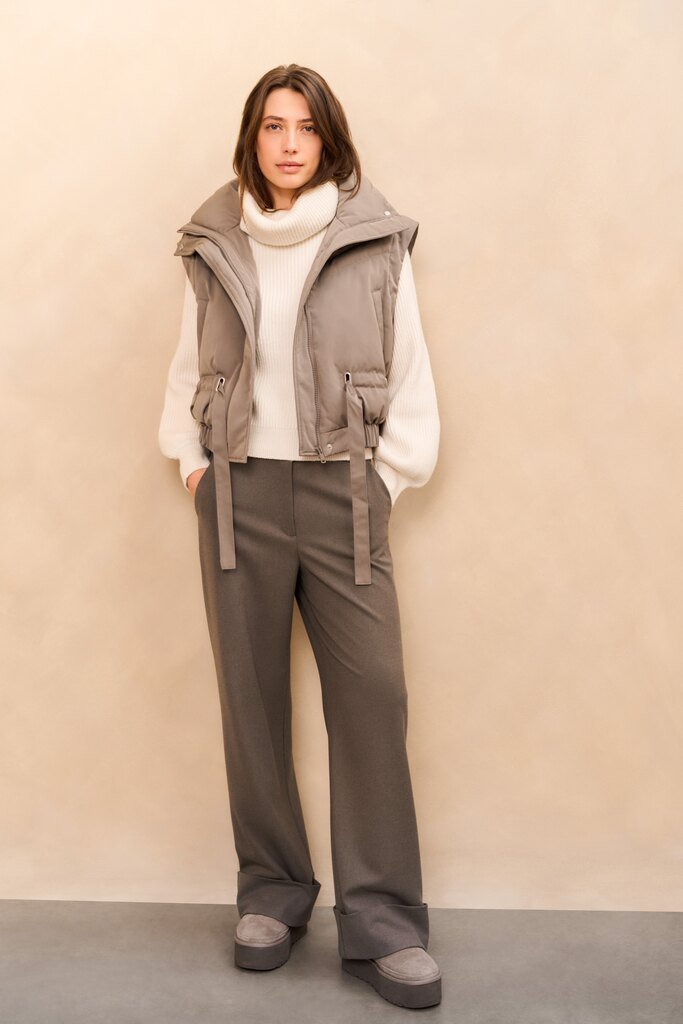 YAYA - Jas Cropped Jacket (zip - off sleeves) Taupe Grey - Luxedy