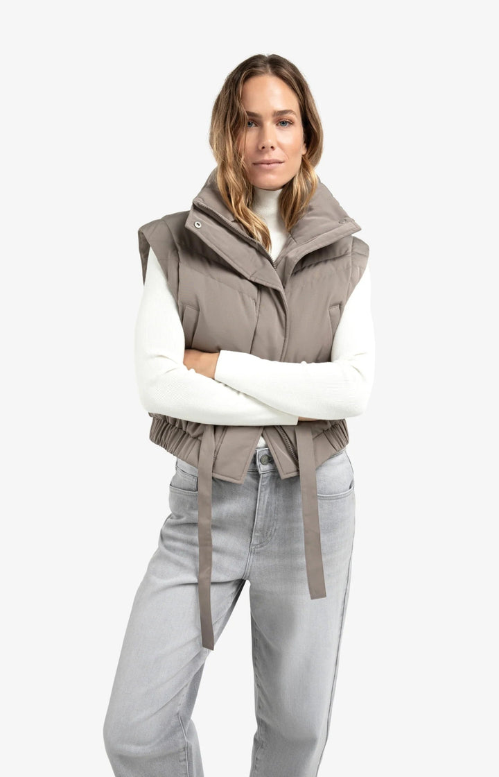 YAYA - Jas Cropped Jacket (zip - off sleeves) Taupe Grey - Luxedy