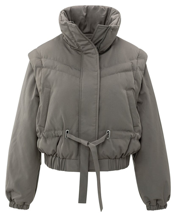 YAYA - Jas Cropped Jacket (zip - off sleeves) Taupe Grey - Luxedy
