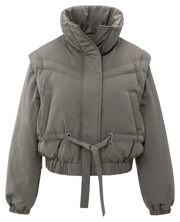 YAYA - Jas Cropped Jacket (zip - off sleeves) Taupe Grey - Luxedy