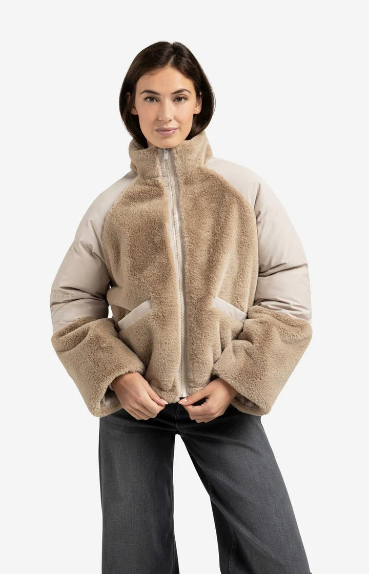 YAYA - Jas Faux Fur Sand Beige - Luxedy
