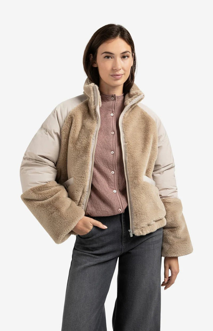 YAYA - Jas Faux Fur Sand Beige - Luxedy