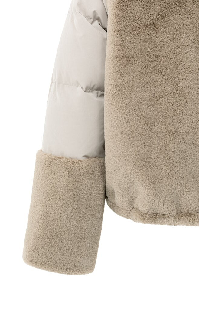 YAYA - Jas Faux Fur Sand Beige - Luxedy