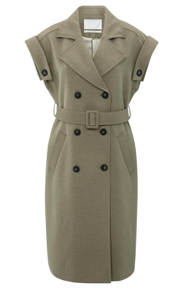 YAYA - Jas Long Woven Jacket Capers Melange - Luxedy