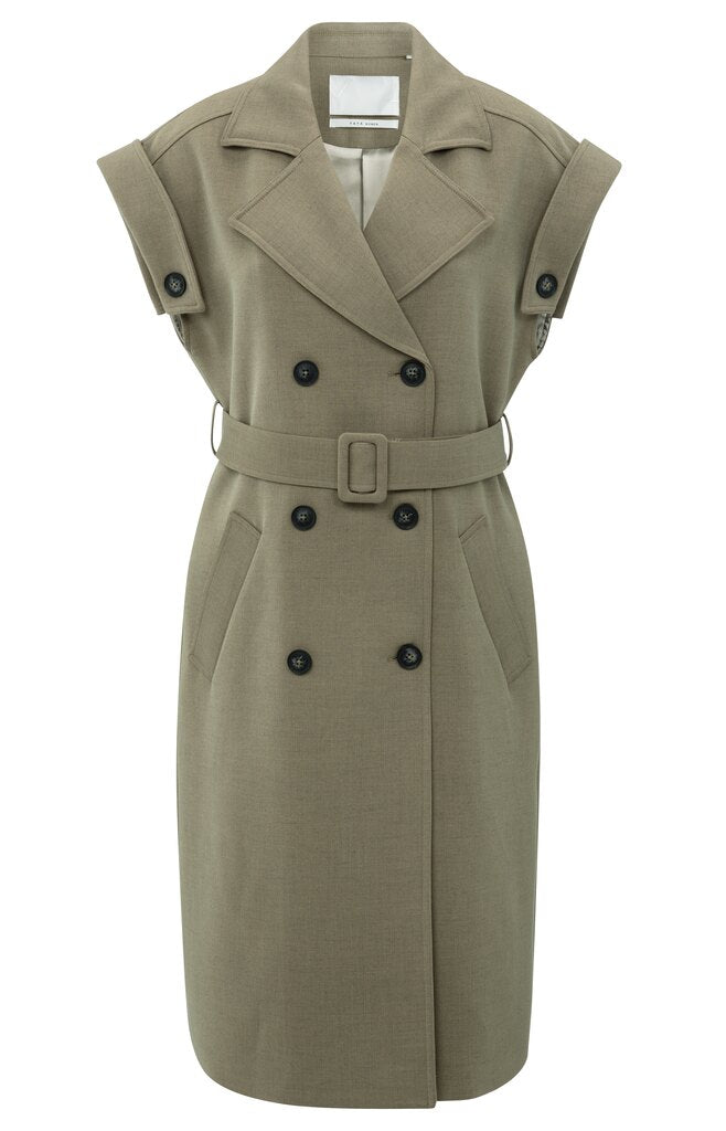 YAYA - Jas Long Woven Jacket Capers Melange - Luxedy