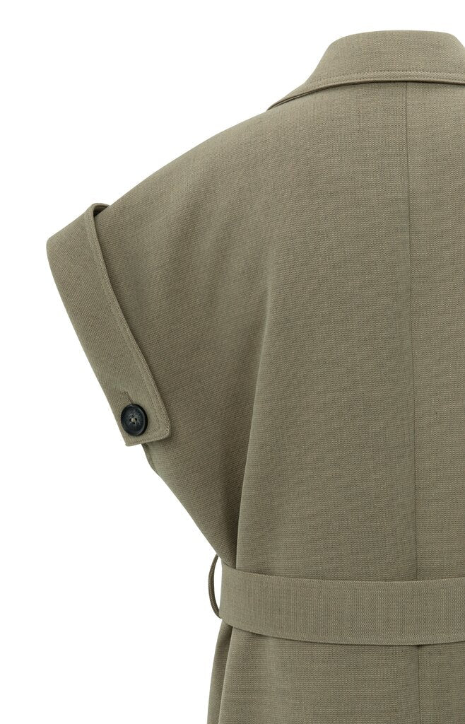 YAYA - Jas Long Woven Jacket Capers Melange - Luxedy