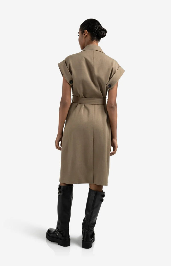 YAYA - Jas Long Woven Jacket Capers Melange - Luxedy