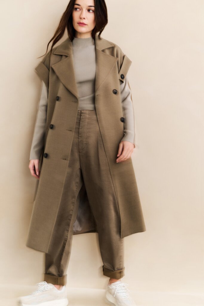 YAYA - Jas Long Woven Jacket Capers Melange - Luxedy