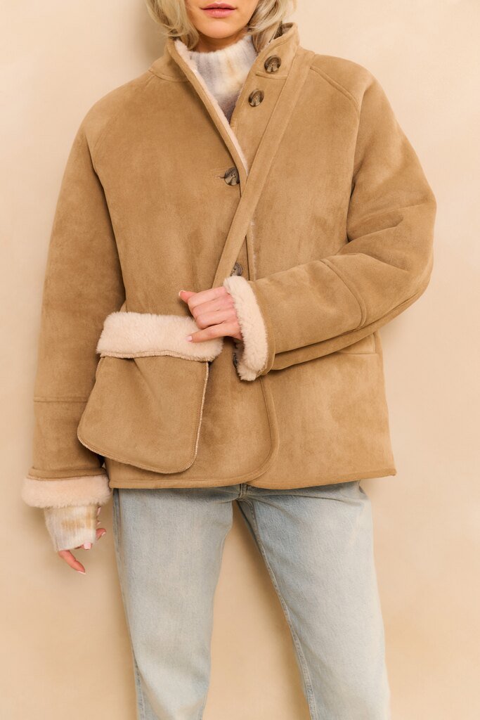 YAYA - Jas Oversized Lammy Light Camel - Luxedy