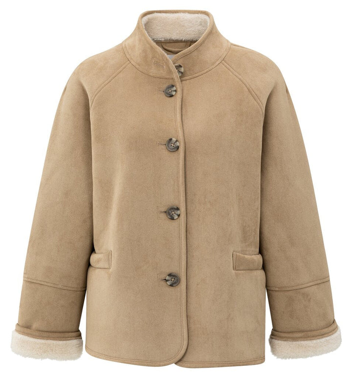 YAYA - Jas Oversized Lammy Light Camel - Luxedy