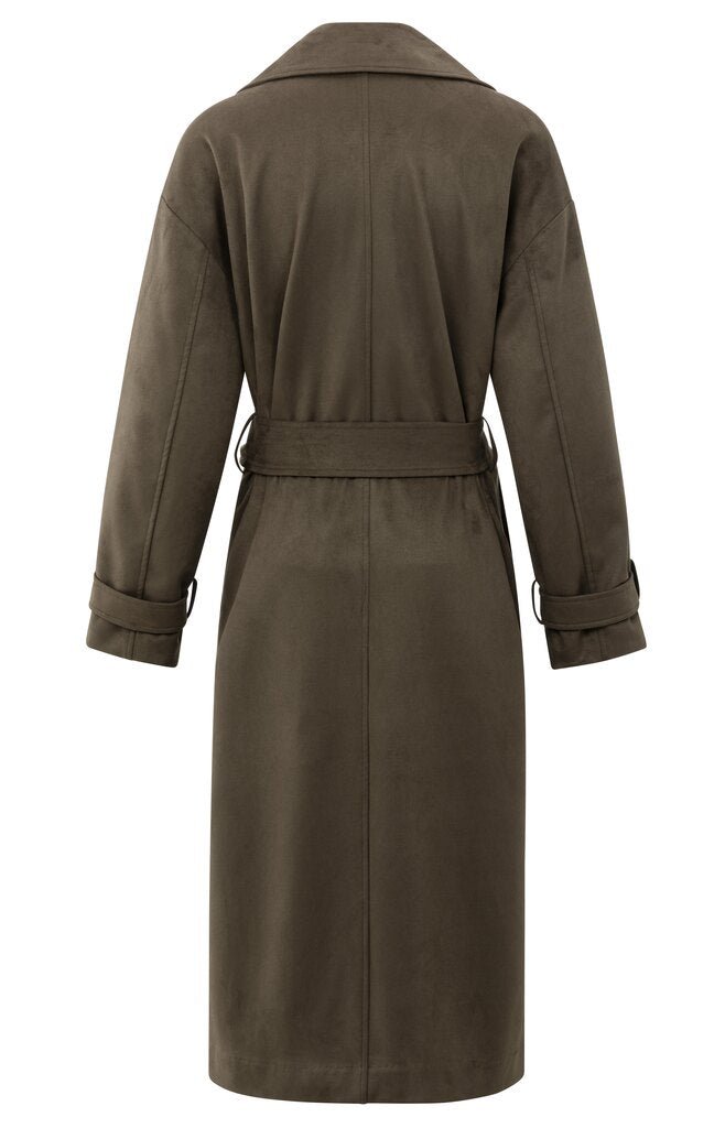 YAYA - Jas Oversized Suedine Brown - Luxedy