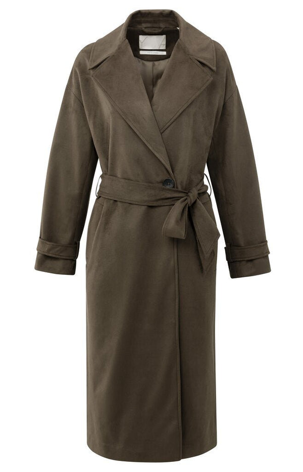 YAYA - Jas Oversized Suedine Brown - Luxedy