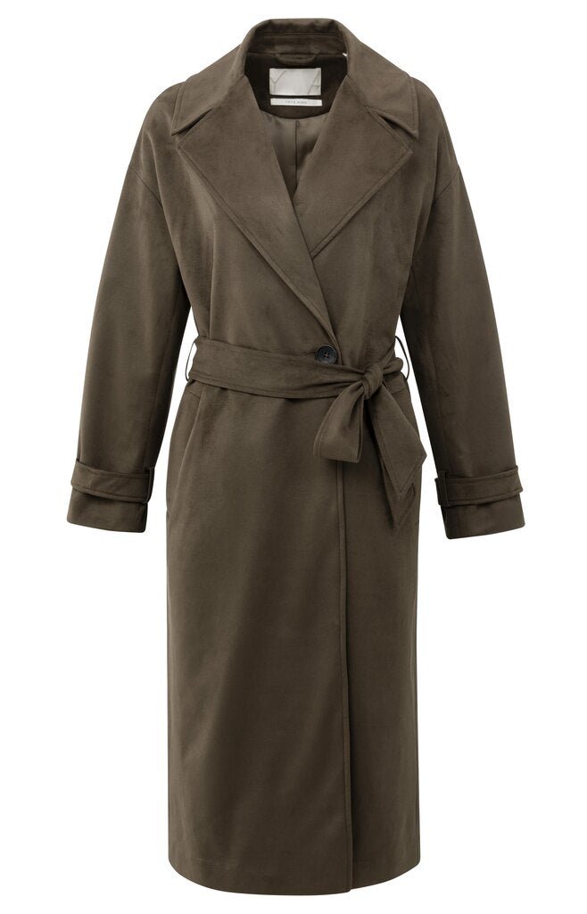 YAYA - Jas Oversized Suedine Brown - Luxedy