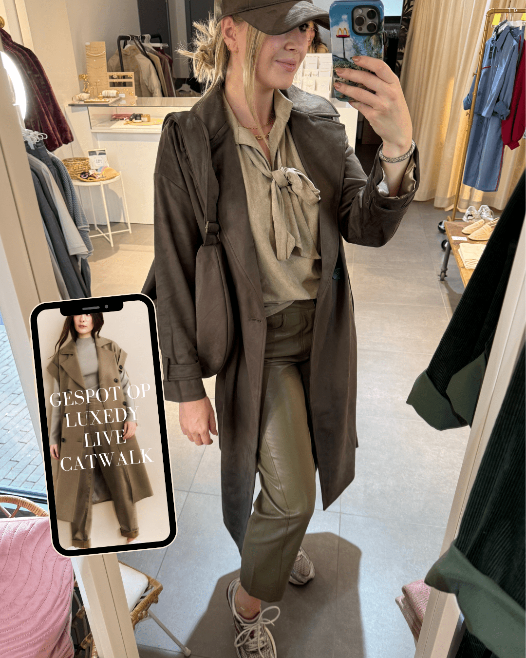 YAYA - Jas Oversized Suedine Brown - Luxedy