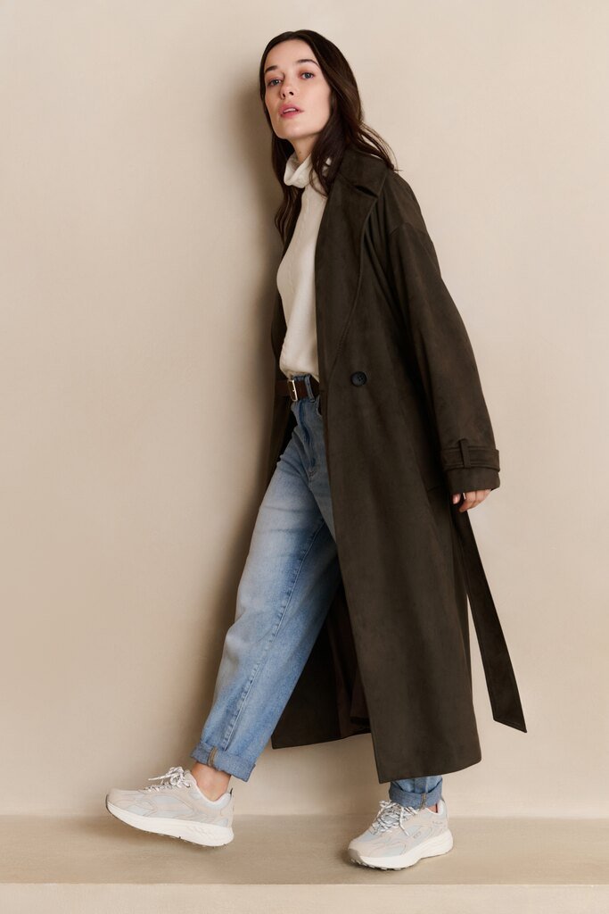 YAYA - Jas Oversized Suedine Brown - Luxedy