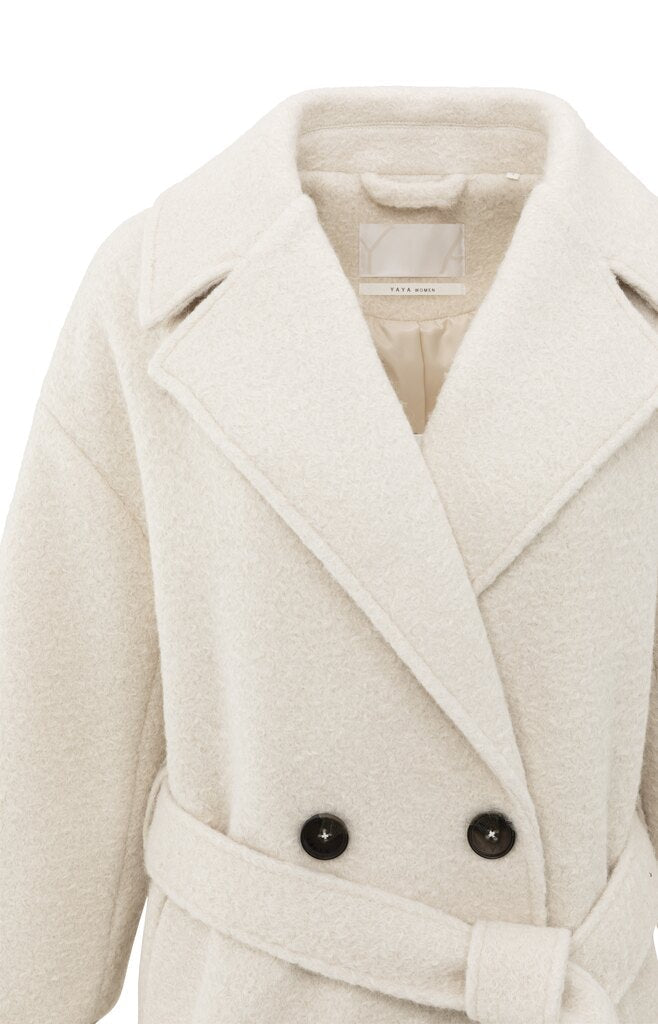 YAYA - Jas Woven Bouclé Chalk White - Luxedy