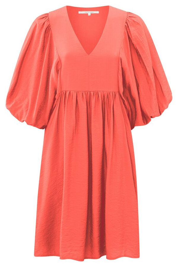 YAYA - Jurk Balloon Sleeves Peach Echo Orange - Luxedy