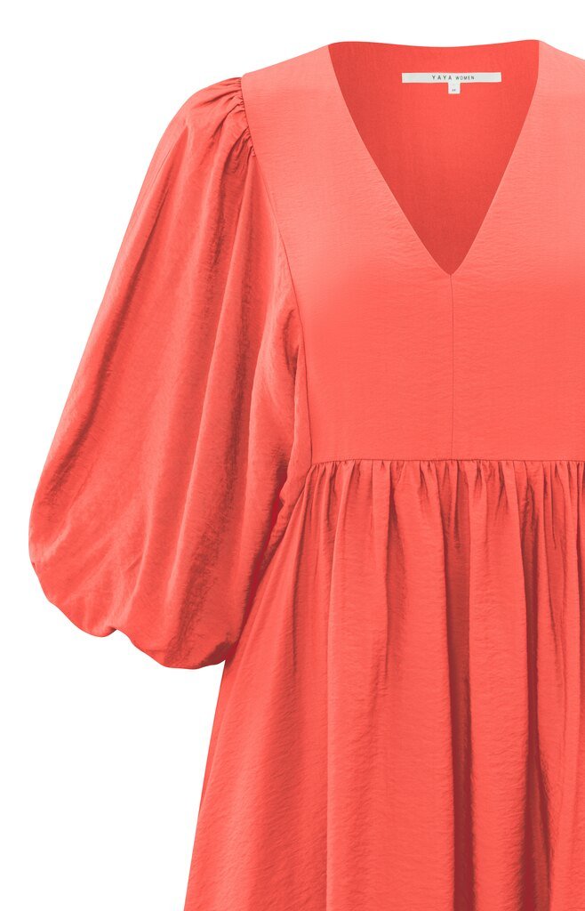 YAYA - Jurk Balloon Sleeves Peach Echo Orange - Luxedy