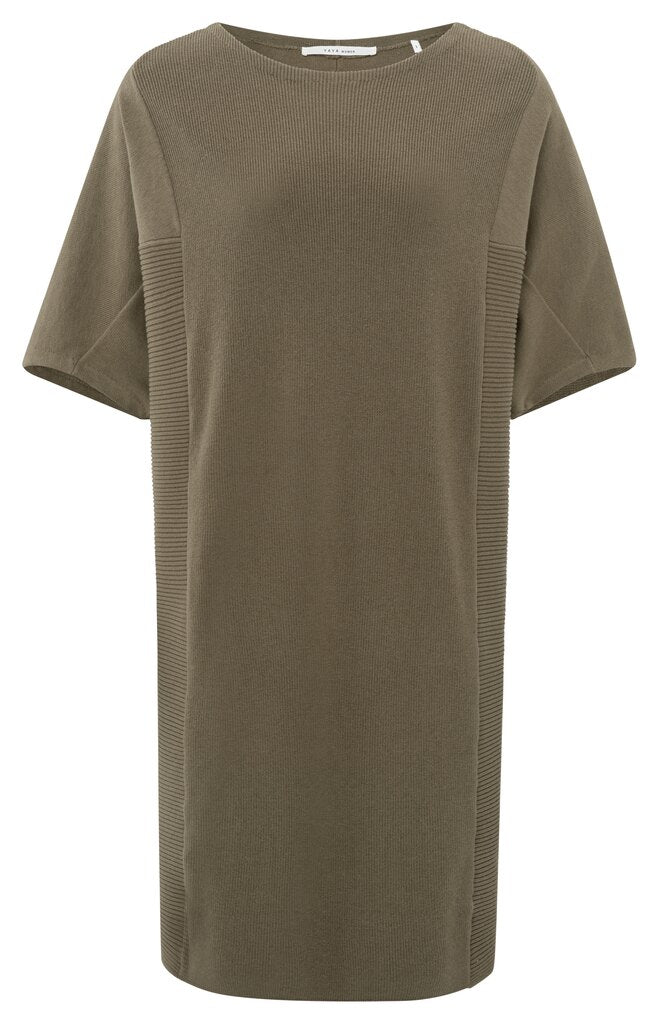 YAYA - Jurk Batwing Mixed Stitches Dress Stone Gray - Luxedy
