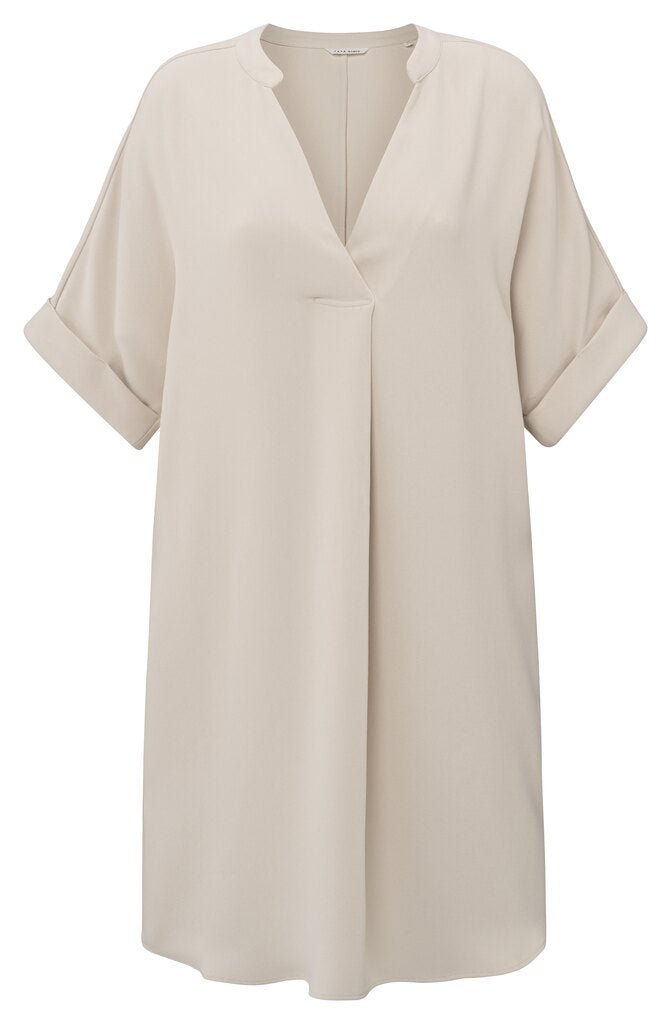 YAYA - Jurk Flowy V - Neck Rainy Day Beige - Luxedy
