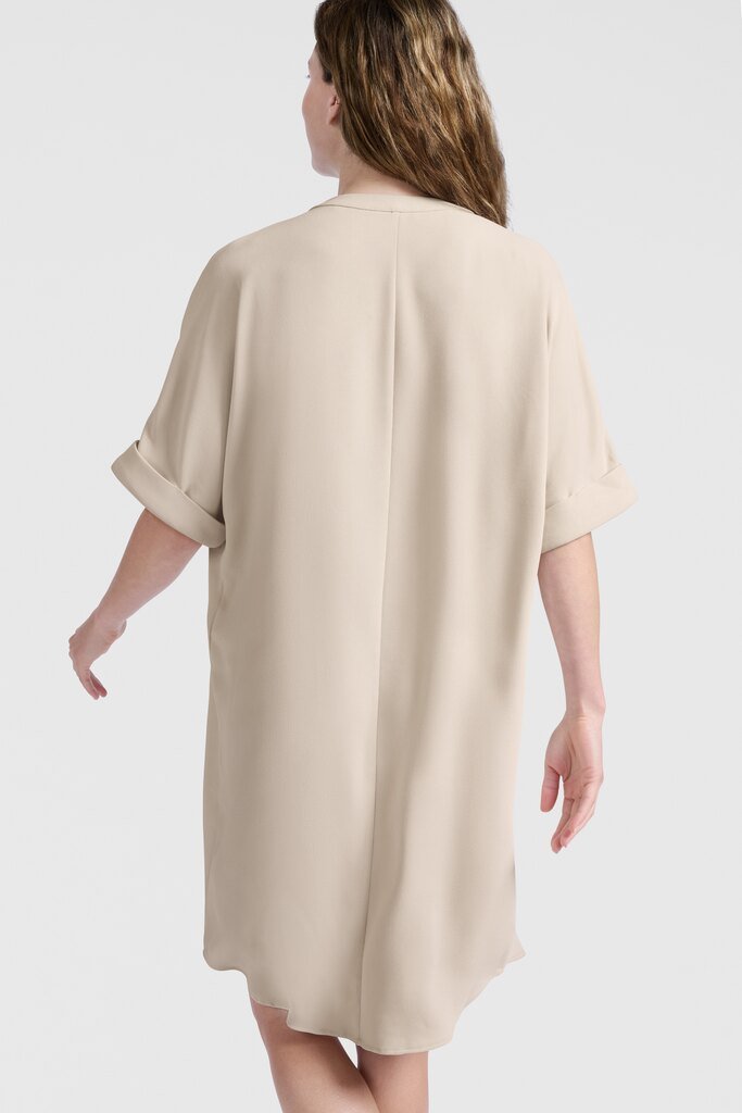 YAYA - Jurk Flowy V - Neck Rainy Day Beige - Luxedy