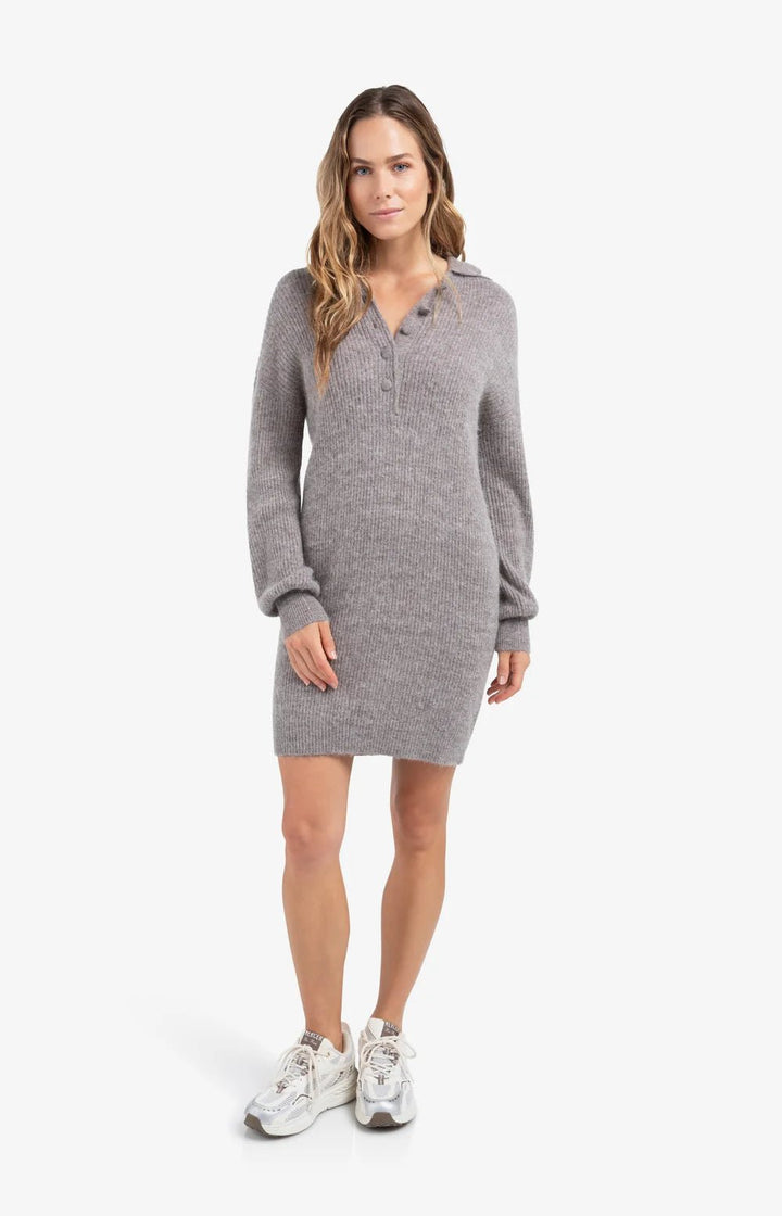 YAYA - Jurk Knitted Midi Taupe Grey - Luxedy